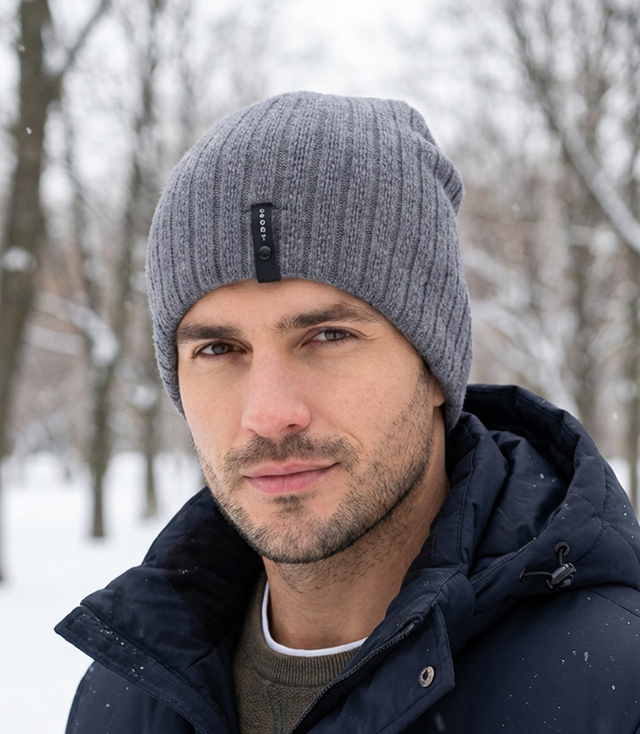 Dzianinowa czapka beanie z naszywką - styl i wygoda