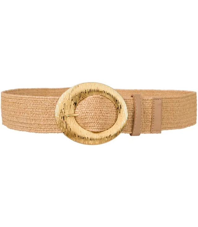 Braided women's belt with large buckle