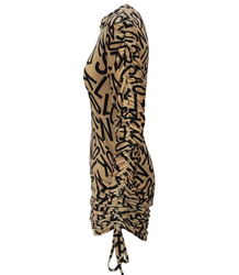 Velor mini dress with ruffle print
