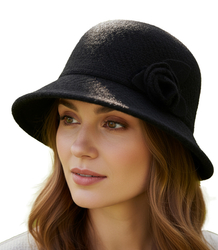 Women's hat cloche patch flower