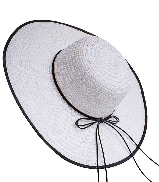 Elegant women's straw hat with a ribbon