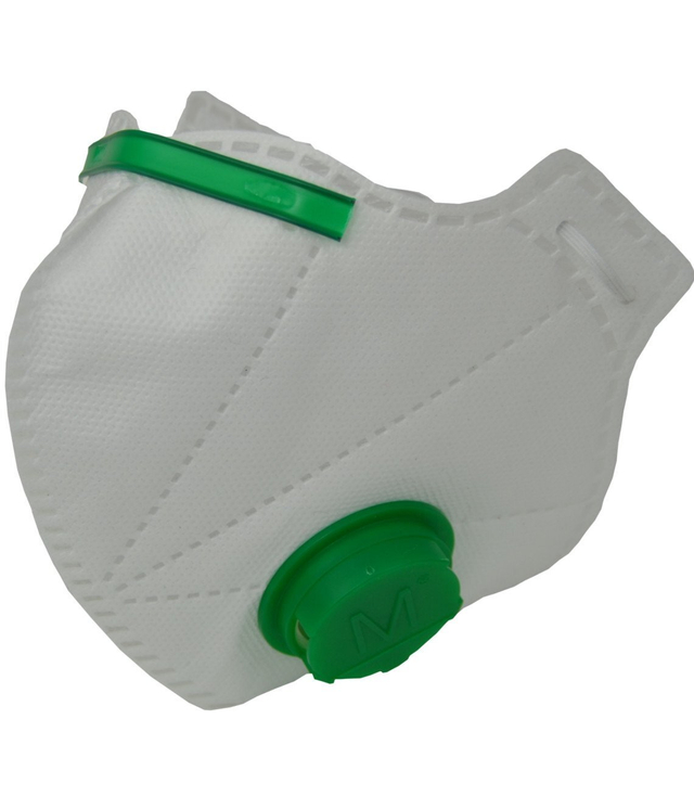 Folding protective mask FFP1 with a valve