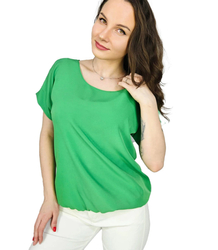 Elegant blouse with round neckline and elastic waistband INGA