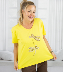 T-shirt bluzka koszulka z ozdobną aplikacją w ważki ZEFIRA