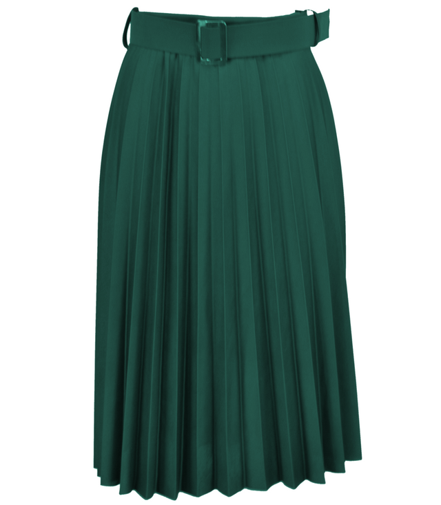 Fashionable pleated skirt with belt