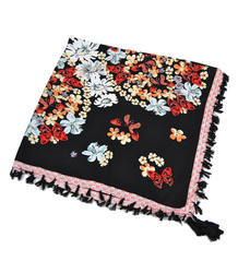 Beautiful colorful scarf with flowers FOLK style