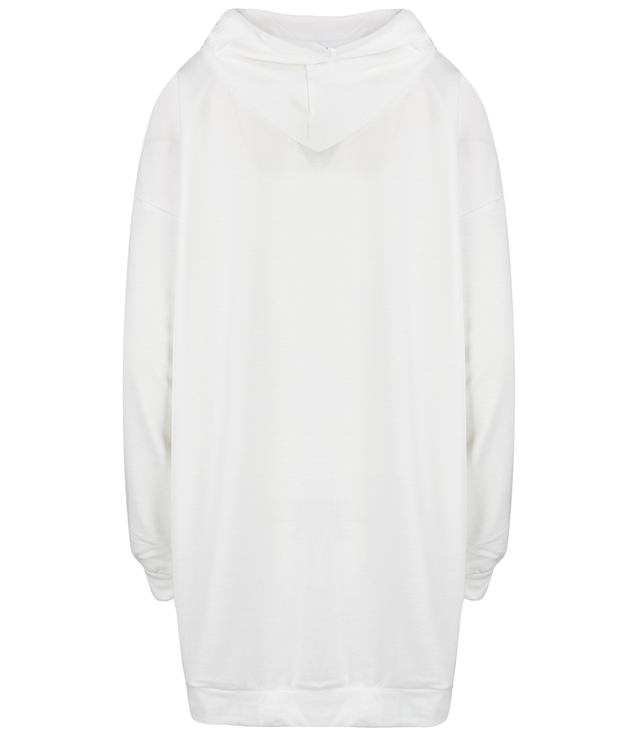 Long oversize dress sweatshirt with hood and heart patch LILLY