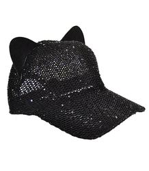 Braided cap with cat ears sequins