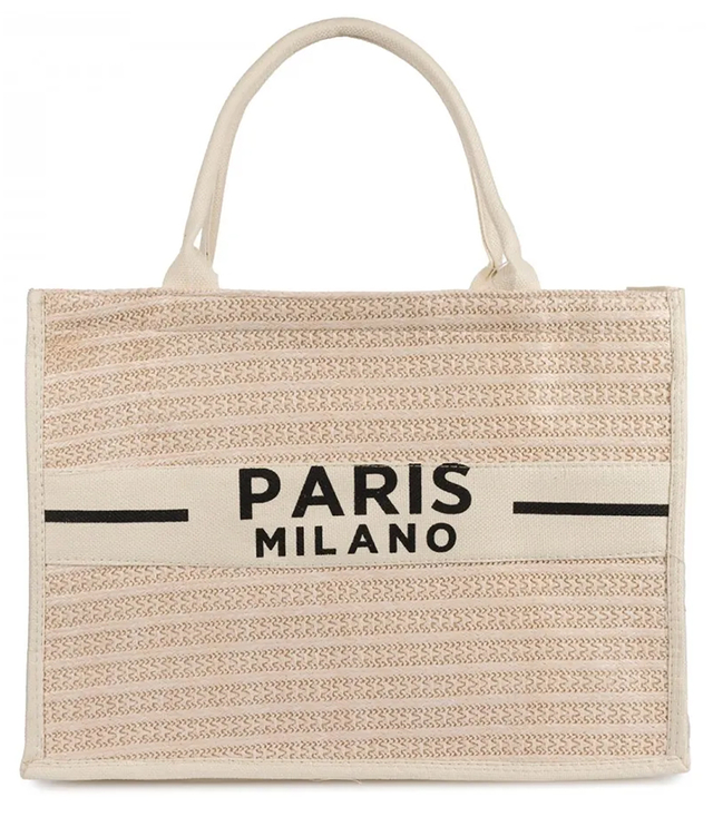 PARIS MILANO braided shopper bag for summer beach large eco bag