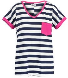 Striped short-sleeved T-shirt with a MIRACLE pocket