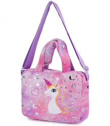 Children's plush bag with adorable unicorn handle strap