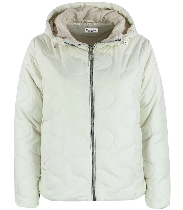 Short quilted transitional jacket with stand-up collar
