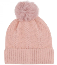 Warm women's cap with pom-pom and plaid autumn winter hat 