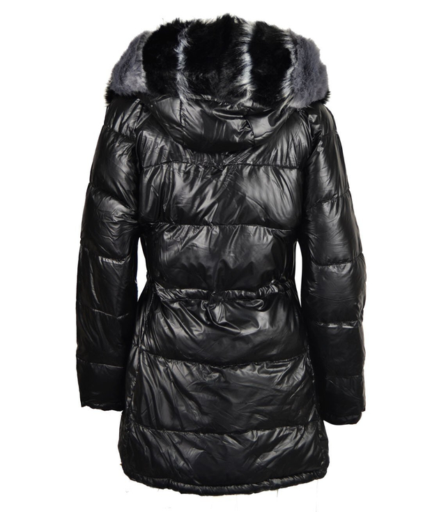 Long metallic reversible winter jacket