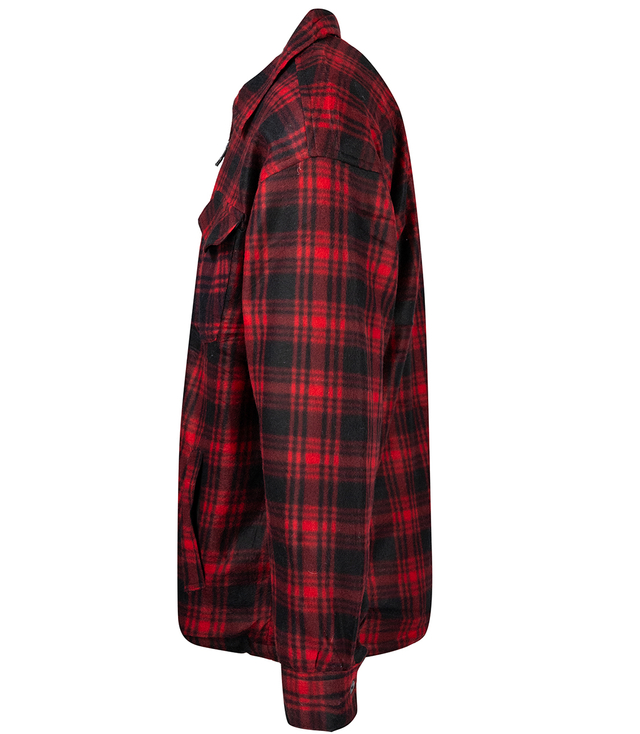 Warm fleece checked men's shirt insulated with faux fur