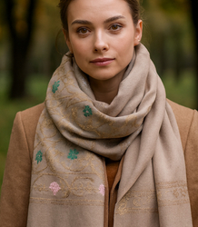 Women's patterned shawl with tassels 