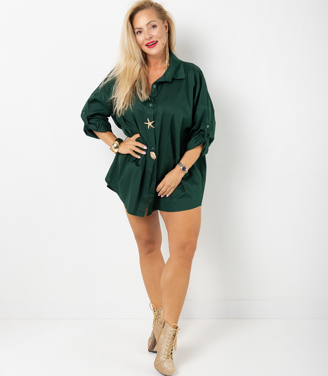 Long classic shirt with decorative brooches GOLDEN BEACH