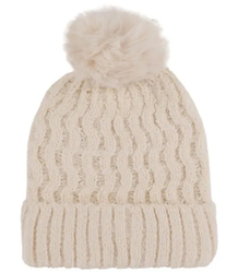 Warm women's beanie with pompom wave weave autumn winter hat 