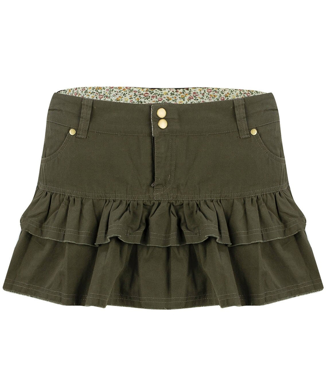 Short mini skirt with ruffles on the hips