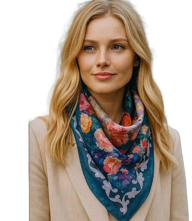 Elegancka kobieca chusta z obłędnym wzorem 70x70