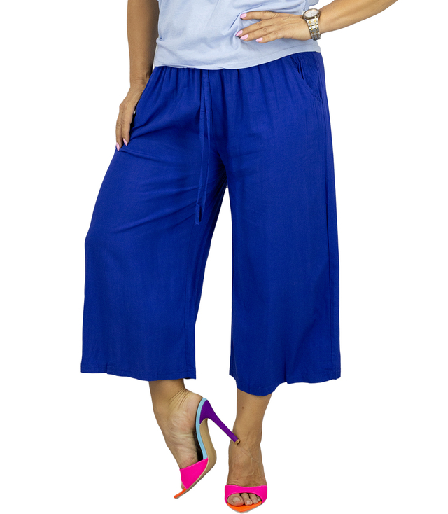 Women's cotton culotte pants, wide leg CAMILLA