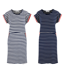 Midi nautical striped dress with contrasting inserts SABINA