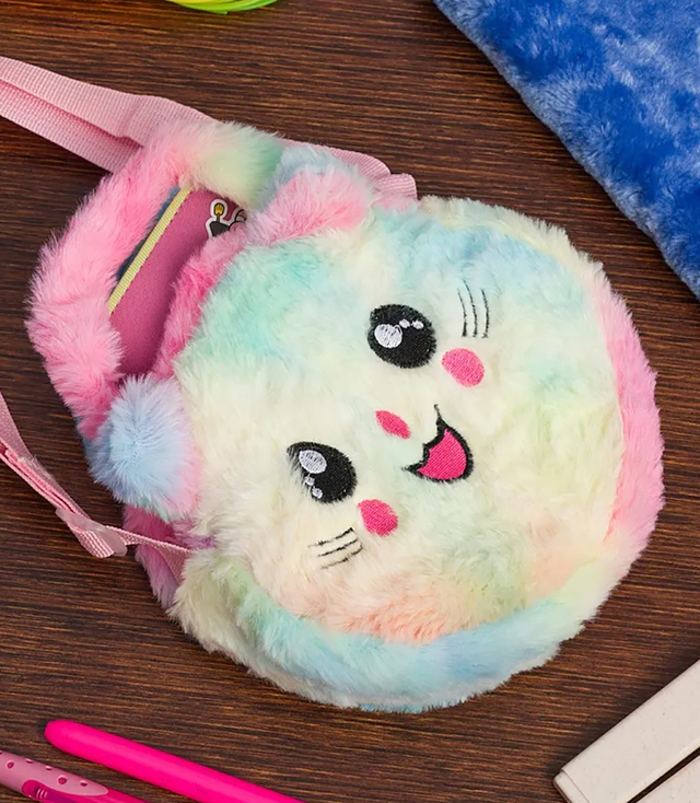 Children's round plush bag with smiley face Round