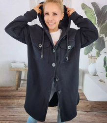 Warm long sweatshirt cotton shirt jacket