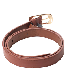 Smooth women's eco leather belt with gold buckle 2 cm