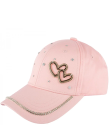 Children's baseball cap decorated with zircons and hearts