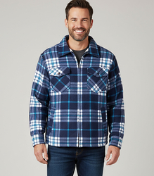 Warm fleece checked men's shirt insulated with faux fur