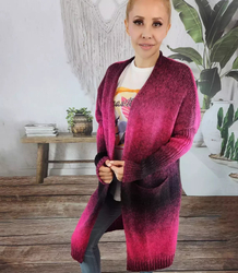 Long cardigan thick colorful ombre sweater
