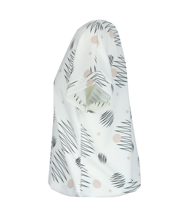 Elegancka bluzka z okrągłym dekoltem i gumką w pasie print EMI