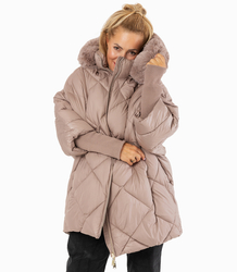 Kurtka zimowa oversize z kapturem i futerkiem NORDIC PUFF