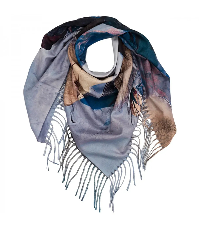 Square shawl scarf for women with tassels AGRAFKA