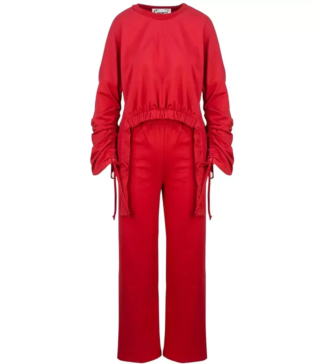 Tracksuit flared pants sweatshirt fitted set