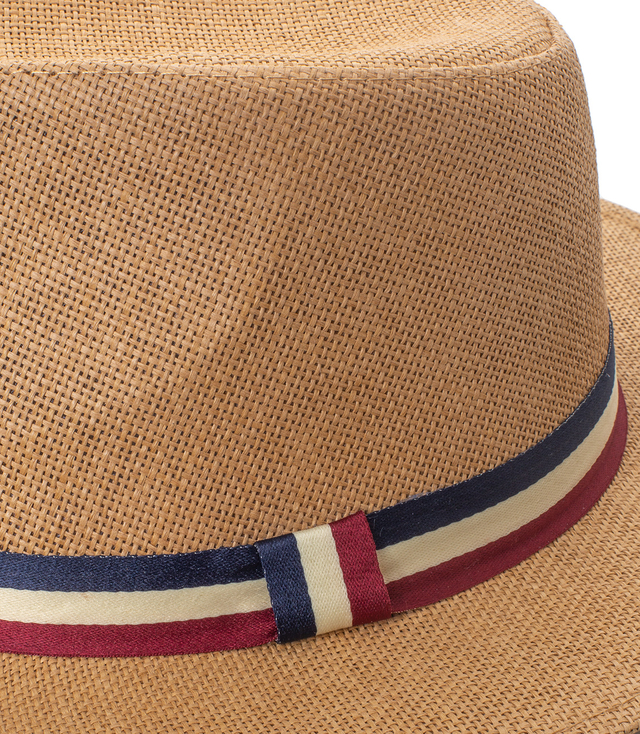 Men's Panama hat with three-color stripe