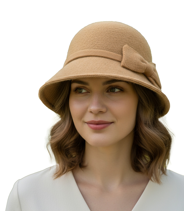 Kapelusz damski cloche z kokardą