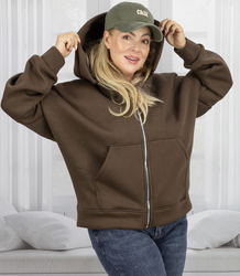 Warm women's sweatshirt one-color basic with hood BROOKLYN