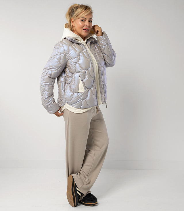 Quilted jacket with pearl sheen and tracksuit inserts ARIA