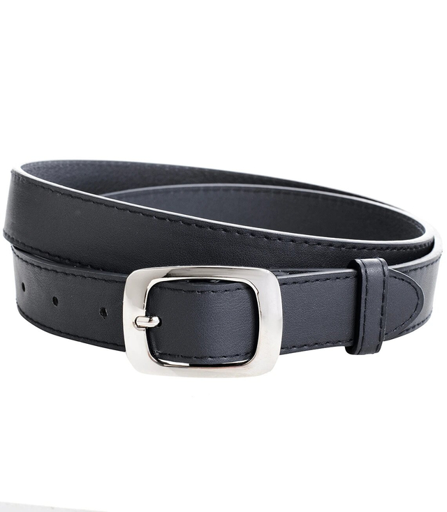 Smooth women's eco leather belt with silver buckle 3 cm