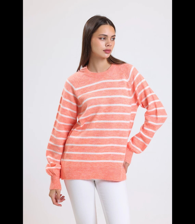 Warm women's fashionable striped sweater ANNA