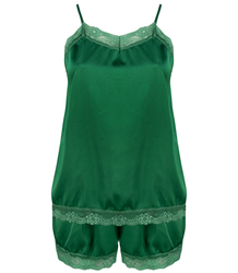 Satin pajama set with lace shorts top petticoat