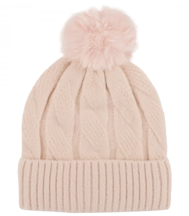 Warm women's cap with pom-pom autumn winter hat 