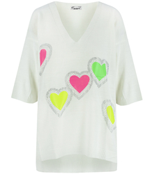 Thin women's sweater with neon hearts MARLENA