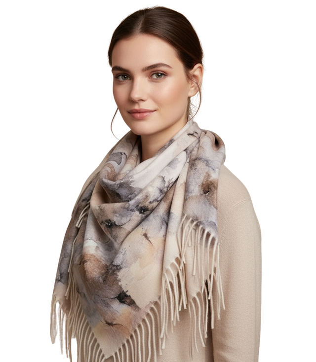 Delicate elegant women's shawl shawl with tassels