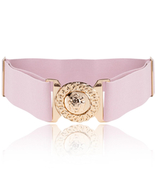 Women's belt with gold lion adjustable elastic