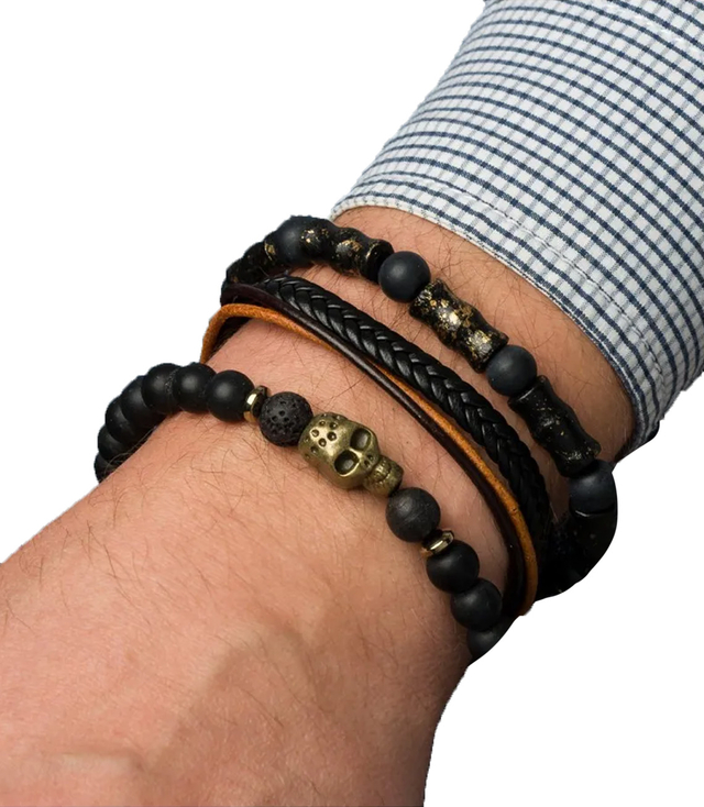Set of men's bracelets natural stone