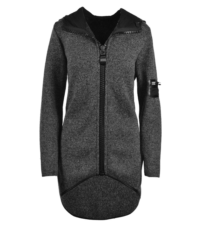 Modny asymetryczny sweter a;la płaszcz