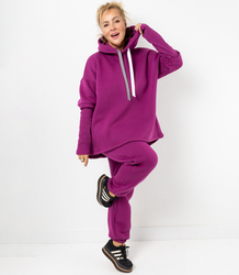 Women's sweatshirt with longer back and ribbed hem VERONICA
